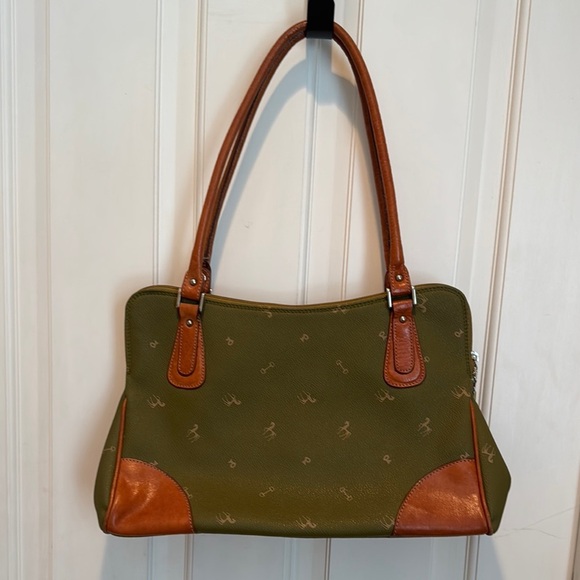 Petusco Green and Brown Designer Handbag made in Spain - Picture 1 of 9